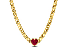 Created Ruby 18K Gold Over Sterling Silver Necklace 2.85ctw