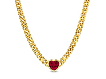 Picture of Created Ruby 18K Gold Over Sterling Silver Necklace 2.85ctw