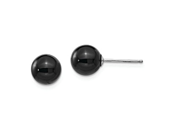 Picture of Rhodium Over 14K White Gold Onyx Bead Earrings