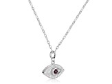 Lab Created Alexandrite and Moissanite Rhodium Over Sterling Silver Evil Eye Necklace