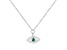 Emerald and Moissanite Rhodium Over Sterling Silver Evil Eye Necklace