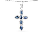 Blue Sapphire Sterling Silver Cross Necklace
