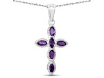 Purple Amethyst Sterling Silver Cross Necklace