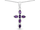 Purple Amethyst Sterling Silver Cross Necklace