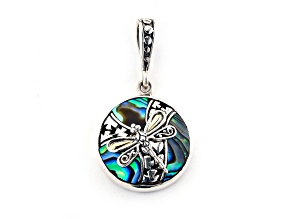 Silver Treasures By Samuel B. Abalone Sterling Silver & 18k Yellow Gold Dragonfly Pendant