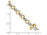 14K Yellow and White Gold Lab Grown Diamond SI1/SI2, G H, Heart Link Bracelet