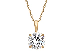 Round Lab Created Sapphire 10K Yellow Gold Pendant 1.25ctw