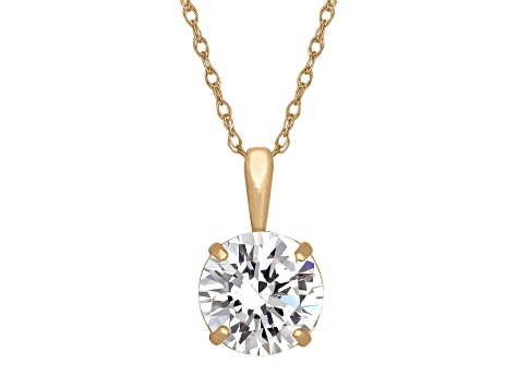 Round Lab Created Sapphire 10K Yellow Gold Pendant 1.25ctw