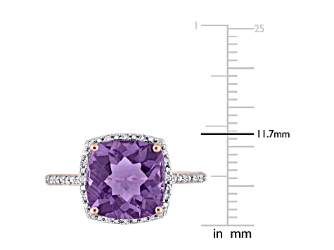 3 1/2 CT TGW Amethyst and 1/10 CT TW Diamonds Halo Ring in 10K Rose Gold