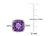 3 1/2 CT TGW Amethyst and 1/10 CT TW Diamonds Halo Ring in 10K Rose Gold