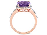 3 1/2 CT TGW Amethyst and 1/10 CT TW Diamonds Halo Ring in 10K Rose Gold