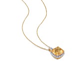 4ct Citrine And 0.10ctw Diamond 10k Yellow Gold Pendant With Chain