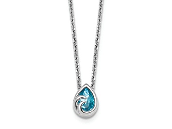 Picture of Rhodium Over Sterling Silver Crystal Double Ocean Wave 16 + 2 Inch Extension Necklace