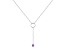 Round Amethyst Rhodium Over Sterling Silver Dainty Necklace, 0.30ct