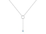 Round Blue Topaz Rhodium Over Sterling Silver Dainty Necklace