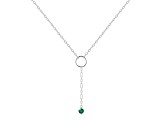 Round Emerald Rhodium Over Sterling Silver Dainty Necklace, 0.30ct