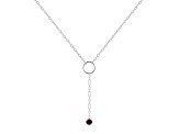 Round Garnet Rhodium Over Sterling Silver Dainty Necklace, 0.30ct