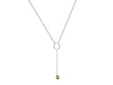 Round Peridot Rhodium Over Sterling Silver Dainty Necklace, 0.30ct