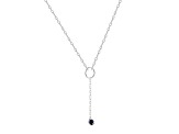 Round Sapphire Rhodium Over Sterling Silver Dainty Necklace, 0.30ct