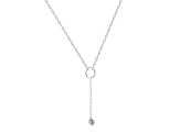 Round White Topaz Rhodium Over Sterling Silver Dainty Necklace, 0.30ct
