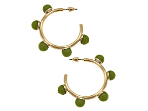 Allison Resin Beaded Hoop Earrings in Lime Green