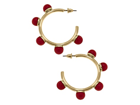 Allison Resin Beaded Hoop Earrings in Red