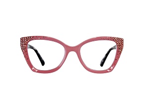 Pink Crystal Square Frame Reading Glasses. Strength 2.50