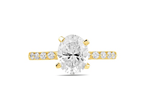 Oval White Lab Grown Diamond Ring 14K Yellow Gold 2.18ctw