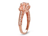 Round Morganite Simulant 3-Stone 10K Rose Gold Filigree Ring 2.04ctw