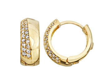 Picture of White Diamond 10K Yellow Gold Diamond Hoop Earrings 0.30ctw