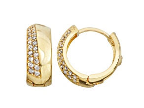 White Diamond 10K Yellow Gold Diamond Hoop Earrings 0.30ctw