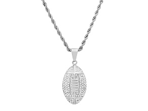 Men's Stainless Steel and Cubic Zirconia American Football Pendant With Chain