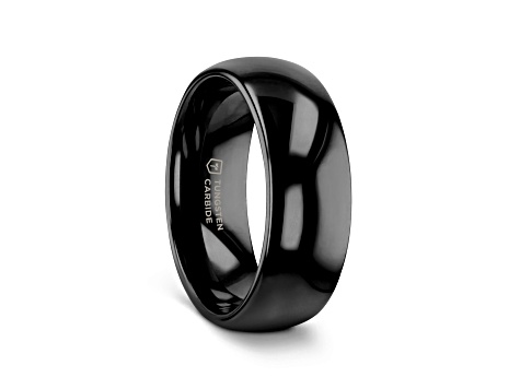 RAVEN Domed Black Tungsten Wedding Band 7mm