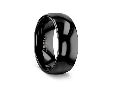 RAVEN Domed Black Tungsten Wedding Band 8mm