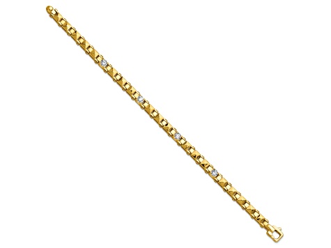 14K Yellow Gold Diamond Fancy Link 7.5-inch Bracelet 0.93ctw