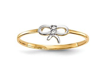 Picture of 14K Yellow Gold with White Rhodium Cubic Zirconia Bow Ring