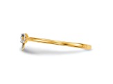 14K Yellow Gold with White Rhodium Cubic Zirconia Bow Ring