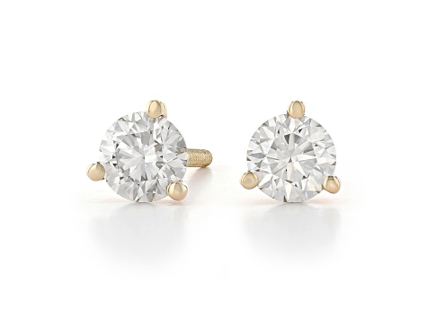 White Lab-Grown Diamond 14k Yellow Gold Martini Stud Earrings 1.00ctw