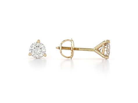 White Lab-Grown Diamond 14k Yellow Gold Martini Stud Earrings 1.00ctw