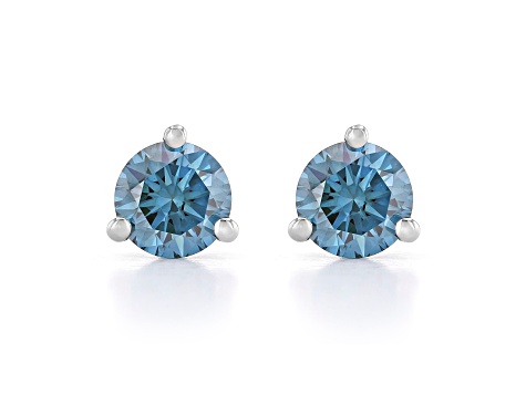 blue lab-grown diamond 14kt white gold martini stud earrings 1.00ctw