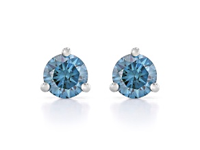 Blue Lab-Grown Diamond 14k White Gold Martini Stud Earrings 1.00ctw
