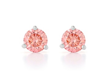 Picture of pink lab-grown diamond 14kt white gold martini stud earrings 1.00ctw