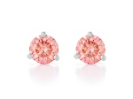 Pink Lab-Grown Diamond 14K White Gold Martini Solitaire Stud Earrings 1.00ctw