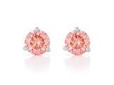 Pink Lab-Grown Diamond 14K White Gold Martini Solitaire Stud Earrings 1.00ctw