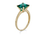 Princess Cut Lab Created Emerald 10K Yellow Gold Ring 1.95ctw