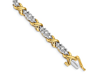 Picture of 14k Yellow Gold and 14k White Gold with Rhodium over 14k Yellow Gold Diamond X Bracelet