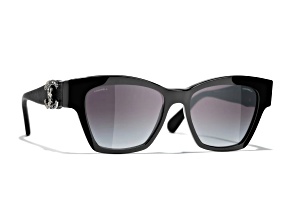 Chanel Cat Eye Black Frame with "CC" Logo / Gray Lenses Sunglasses