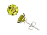 Peridot Round 10K White Gold Stud Earrings, 1.7ctw