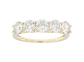 Picture of White Lab-Grown Diamond 14k Yellow Gold 5-Stone Band Ring 2.00ctw