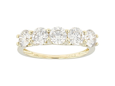 White Lab-Grown Diamond 14k Yellow Gold 5-Stone Band Ring 2.00ctw